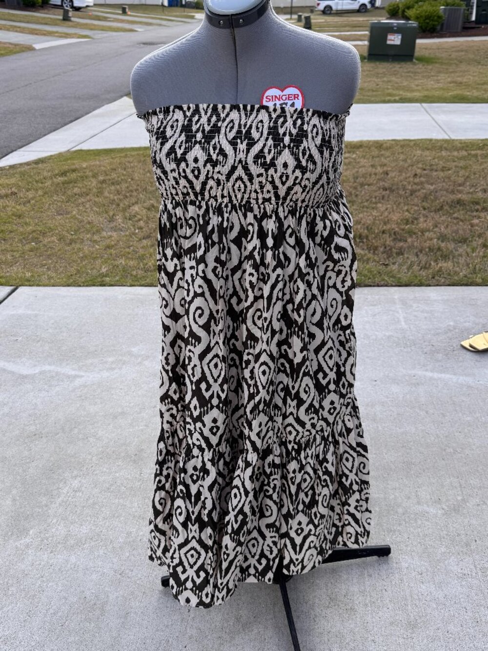 ZARA Convertible Ikat Print Maxi Skirt & Strapless Midi Dress - Smocked